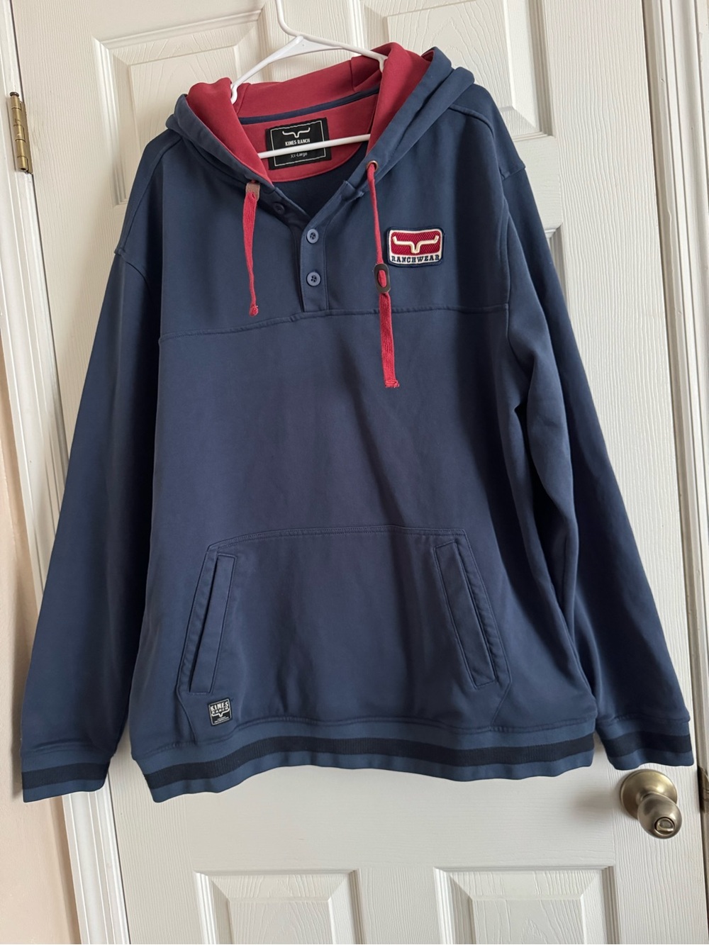 Kimes Ranch Navy & Red Hooded Pullover Sweatshirt NWOT